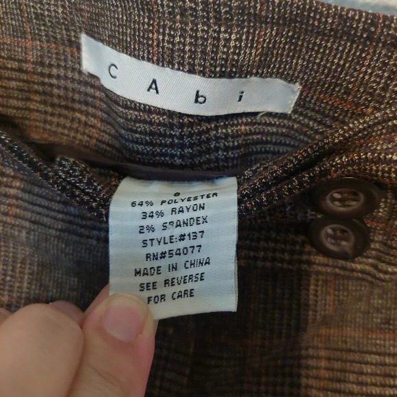 Cabi Brown Plaid Cropped Wide Leg Trousers Size 8 Preppy Classic Academia - Picture 2 of 8